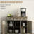 HOMCOM side cabinet with solid wood top, modern kitchen storage cabinet, coffee bar cabinet with 3 drawers, door, and adjustable shelves, wear-resistant gray