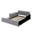 Lit tapissier au sol, lit d'enfant avec bureau de chevet et petit tabouret rond-1052588869-1052588868