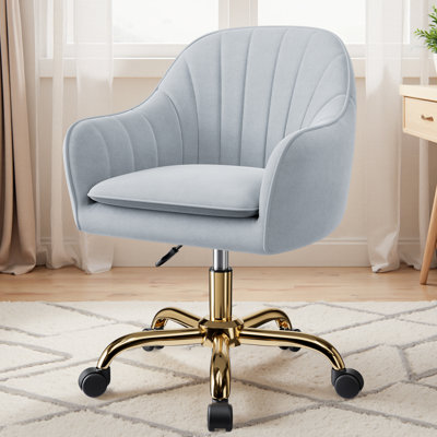 Modern Velvet Vanity Task Chair with Wheels