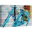 Aquarelle bleu rétro vélo transport bicyclettes effet bois panneaux art pastel rustique-98161678