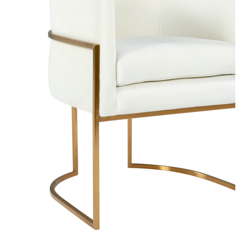 Chaise en velours crème Giselle - Argent, Crème, Or