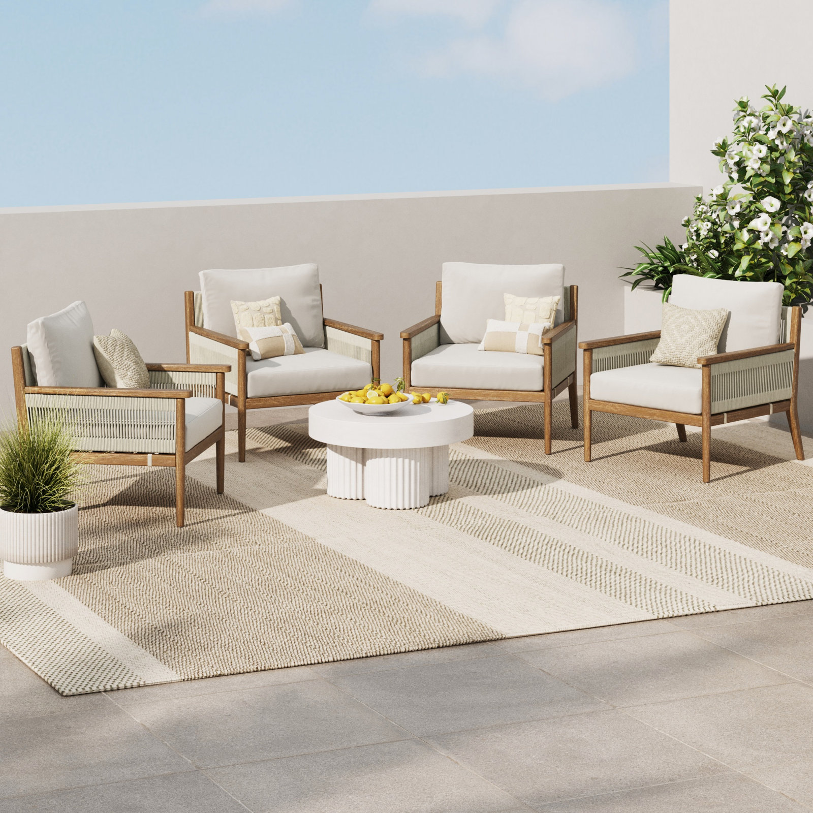Rydell Acacia Patio Lounge Chair