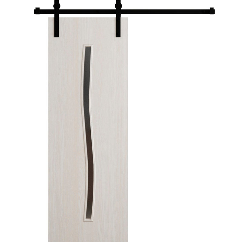 Ensemble de quincaillerie lourde de porte de grange moderne pour portes de grange modernes ESSENTIAL 8002, Cendre Franko