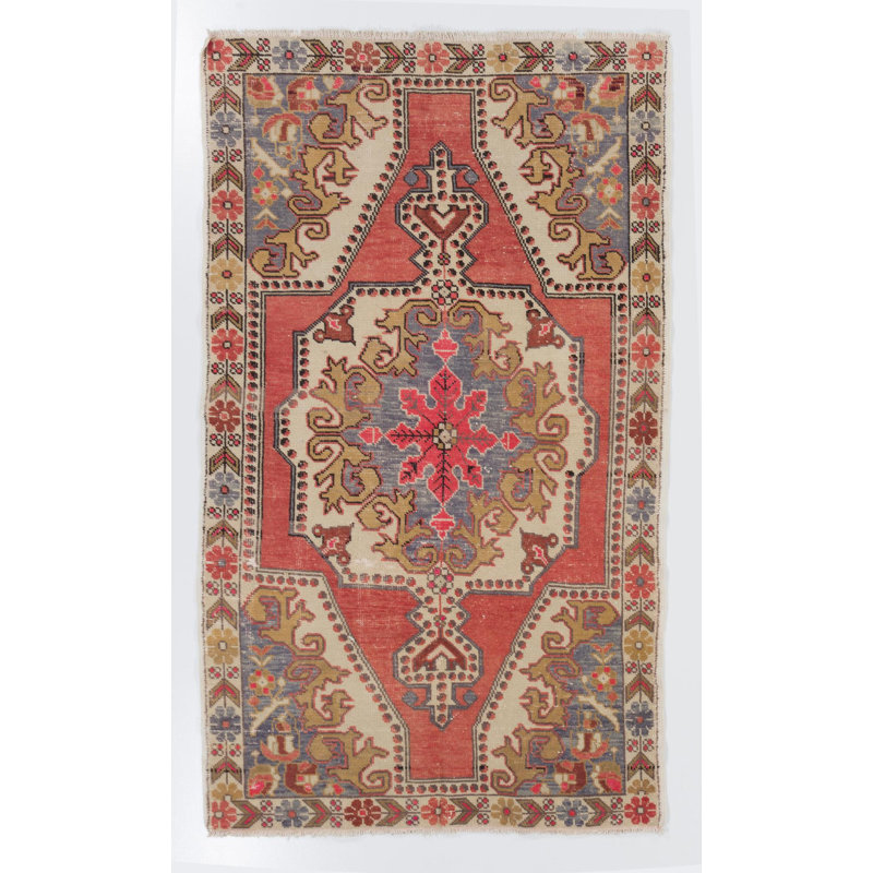 Tapis rétro fait à la main. Ca 1960. Tapis en laine pour la maison et le bureau