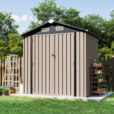 6 ft. W x 4 ft. D Outdoor Metal Storage Sheds with Floor for Patio, Garden, Lawn