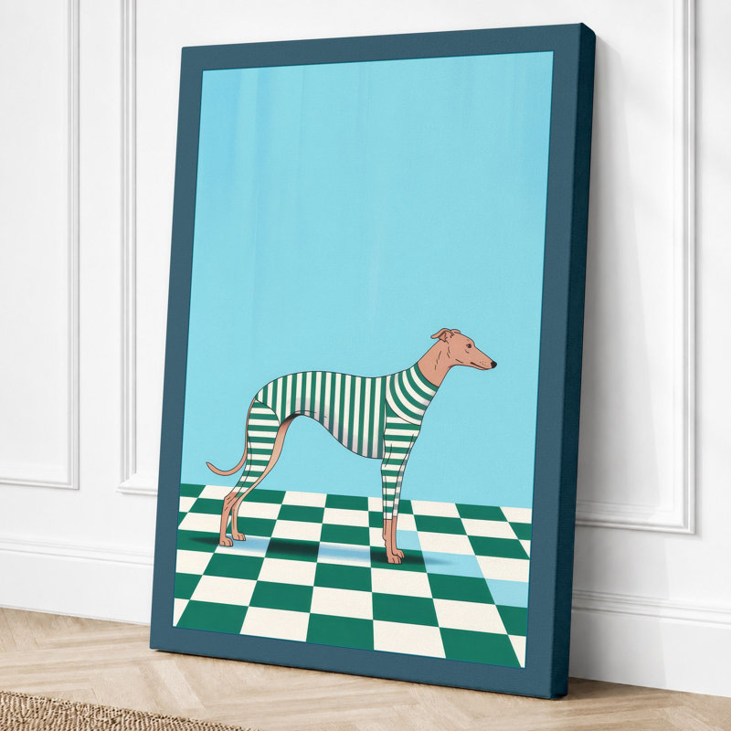Geometric Horse Minimalist 1 Piece Wrapped Canvas Wall Art, 30x20 - 76.2 x 50.8 cm, Terracotta Border