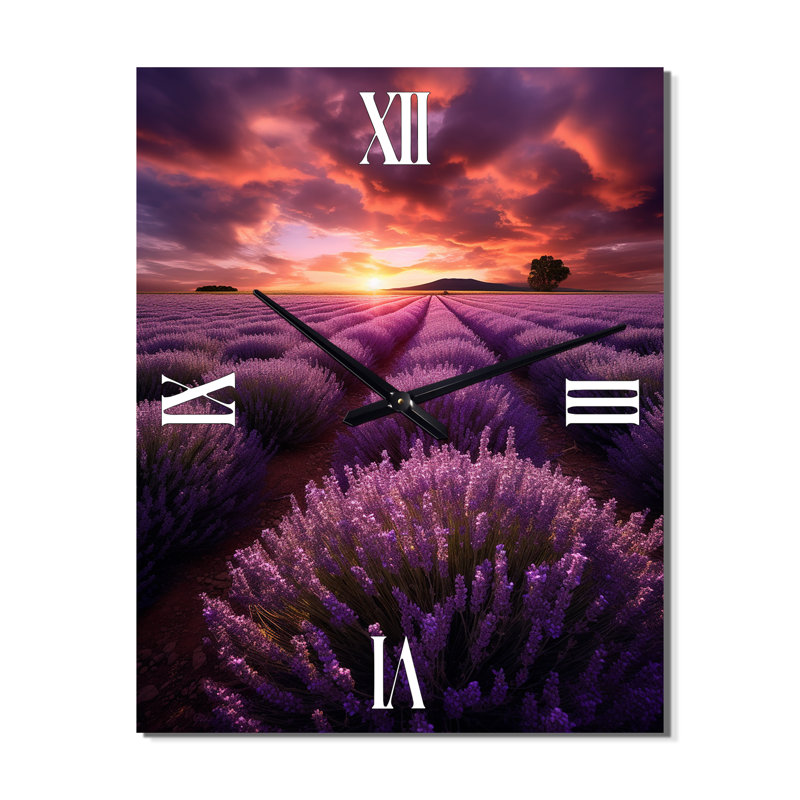 Lavande Enchanting Lavender - Horloge murale paysage et nature, H 28 po x l 12 po x P 1 po