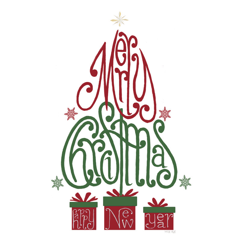 Merry Christmas Tree sur impression sur toile, H 18 po x l 12 po