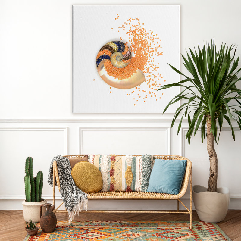 Toile spirale orange Nautilus, design par Beth Adoette, H 36 po x l 36 po