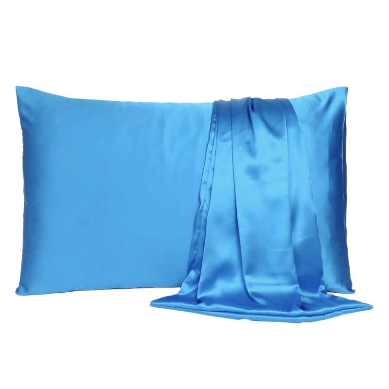 Taie d'oreiller en satin , Standard, Bleu vif
