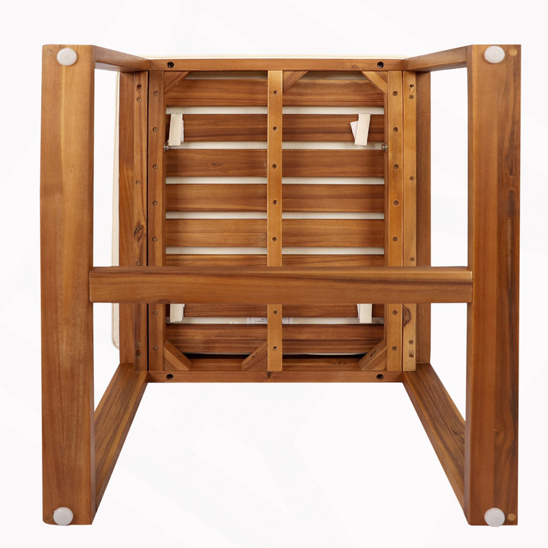 Ensemble de 5 tables et chaises de patio, Beige / teck