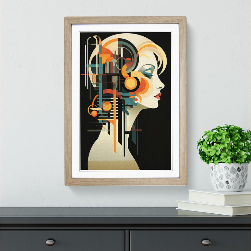 Bauhaus Art Nouveau Art - Framed Print, Oak Framed, 34cm H x 25cm W x 2cm D