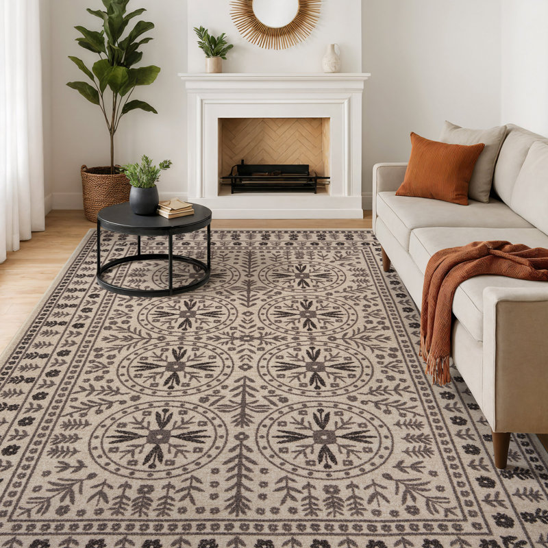 Tapis intérieur antidérapant Boliv, Crème, 5'x7'