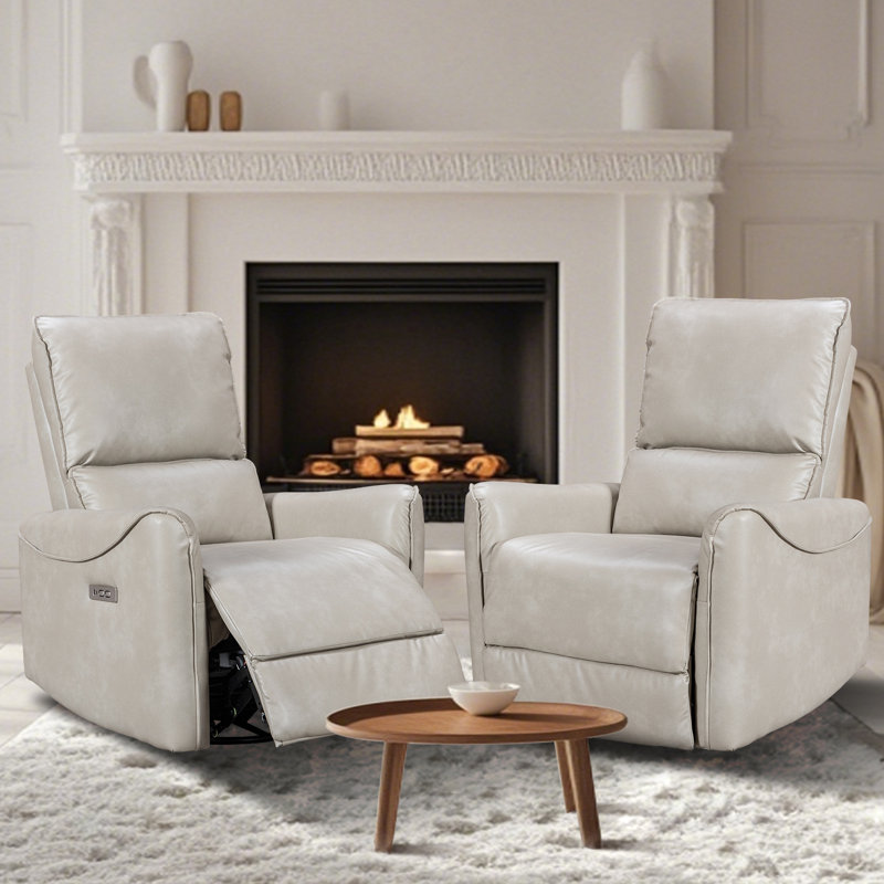 Fauteuil inclinable électrique pivotant rembourré Hjalti, Beige