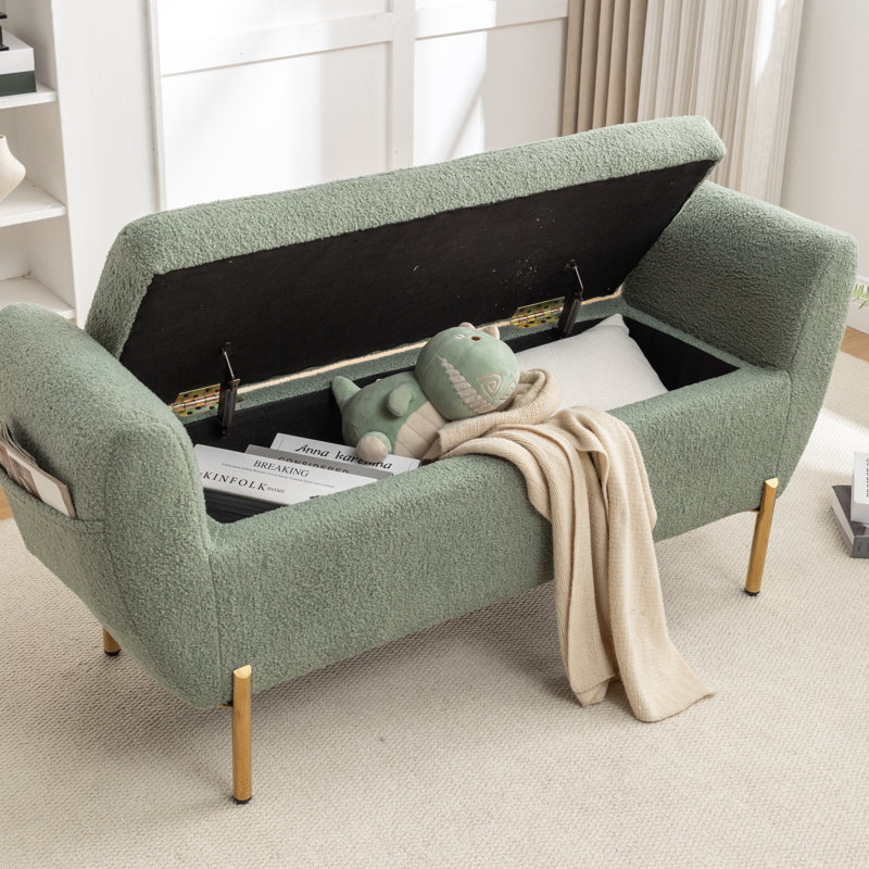 Banc de rangement rembourré Leaysia, Vert