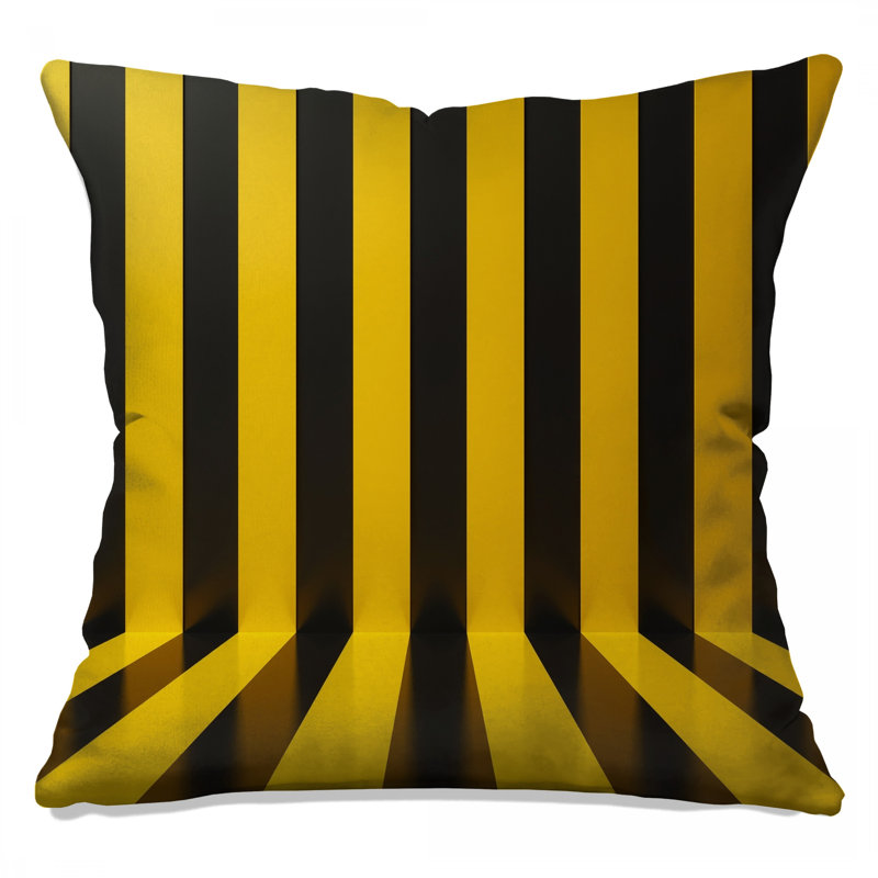 Coussins décoratifs à rayures jaunes et noires, 14 X 14 pouces