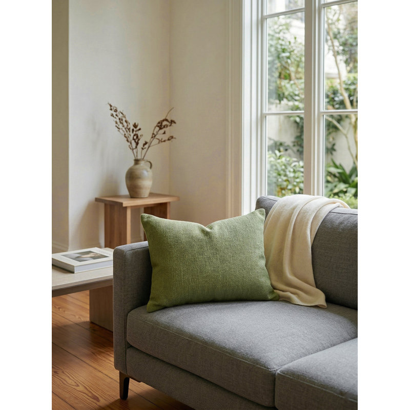 Oreiller en lin So So So, H 14 po x l 20 po, Housse de coussin seulement - sans coussin, Vert