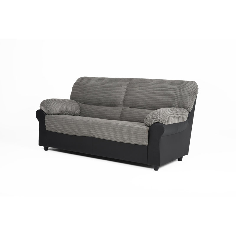 Candy 3 Seater Sofa, Black Faux Leather, Grey