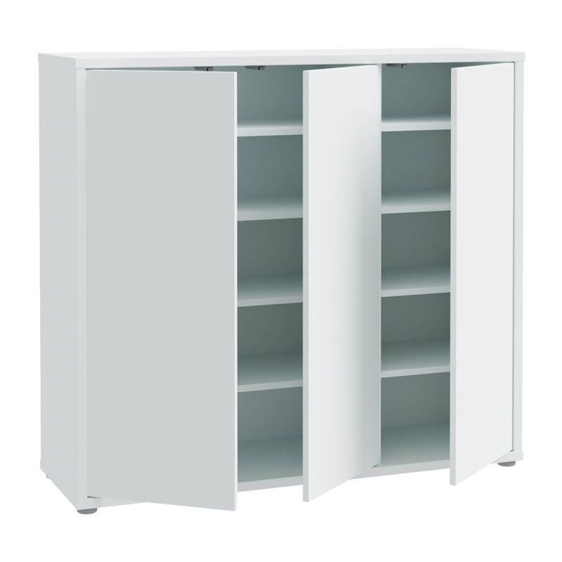 Chadwic Modern 3-door shoe cabinet, engineered wood, terrakotta, 109.2 cm W x 99.1 cm H x 34.9 cm D, Grey