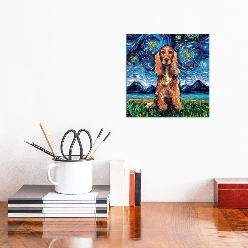 Red Cocker Spaniel Night by Aja Trier - Wrapped Canvas Print, 30.48 cm H x 30.48 cm W