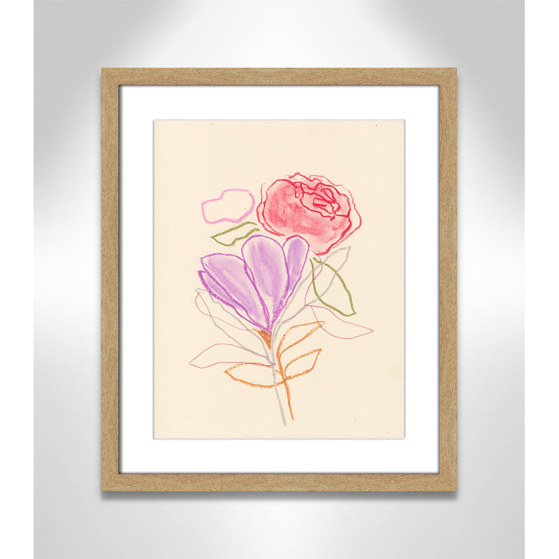 «Simple Floral III» par Bea Dina, Blanc, H 19 po x l 16 po x P 1,25 po, Papier avec cadre naturel naturel