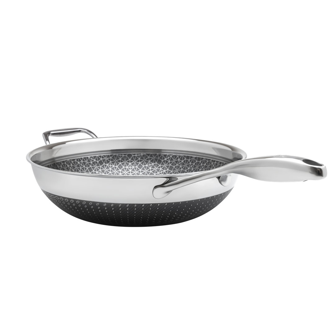 Livwell DiamondClad 12-inch Hybrid Nonstick Stainless Steel Wok Fry Pan - PFOA Free, Dishwasher Safe, Oven Safe Livwell