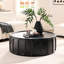 Table basse en fibre de verre 34,77 po, noir mat, look moderne, sans assemblage pour le salon, le bureau, le pavillon noir rond, la quincaillerie nécessaire