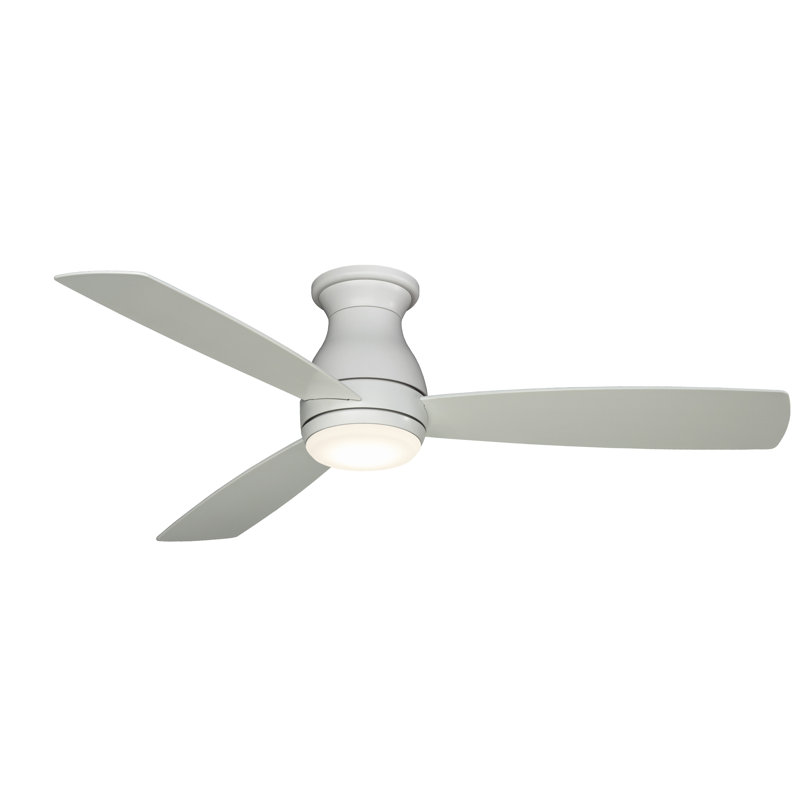 Ventilateur de plafond encastré intérieur / extérieur de 52 pouces avec ensemble d'éclairage DEL et télécommande Hugh - blanc mat