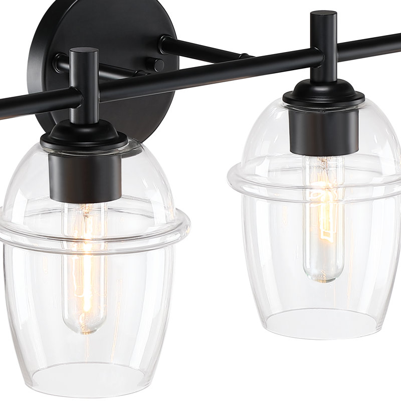 Éclairage pour meuble-lavabo à intensité variable Lecy, Noir mat, 4 lumières, 32 po de largeur