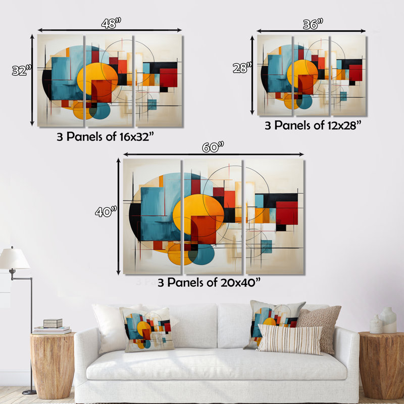 «Geometric Abstraction Focus II - Abstract Spirals», ensemble de reproductions sur toile, H 32 po x l 48 po x P 1 po