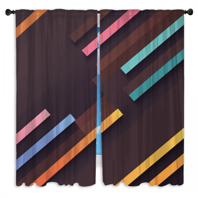 Rideaux de fenêtre colorés et diagonaux colorés obscurcissant et obscurcissant - 2 panneaux, 40 po x 50 po - 2 panneaux