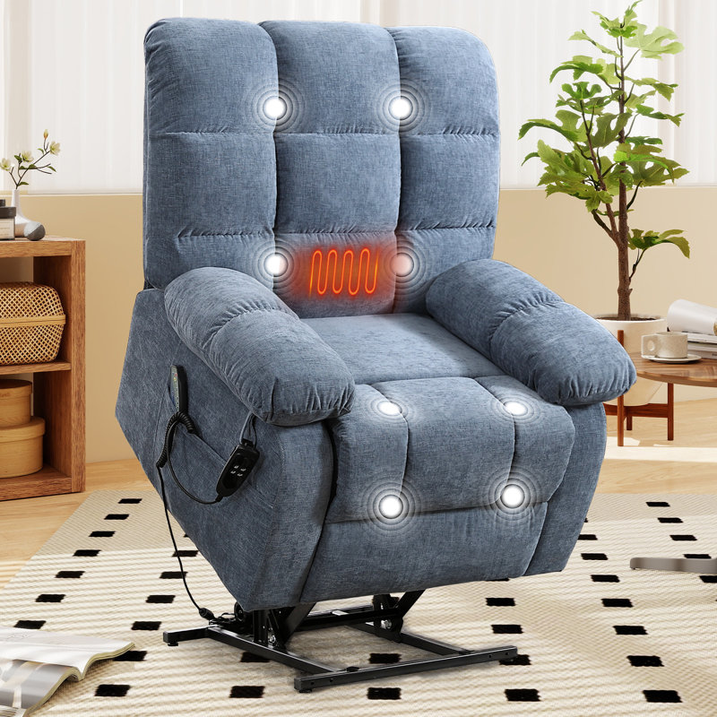 Dhairya Dual Motor Massage Lift Recliner Chair With Heating, Blue