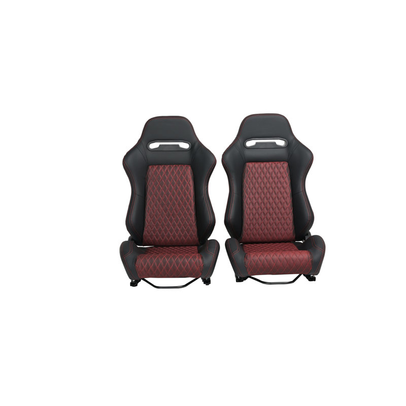 RACING SEAT HIGH QUALITY PVC WITH SUADE MATERIAL DOUBLE SLIDER  2PCS, Red