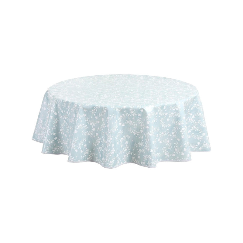 Round Oilcloth PVC Wipe Clean Tablecloth Table Cover 140Cm 55" Duck Egg Blue Green