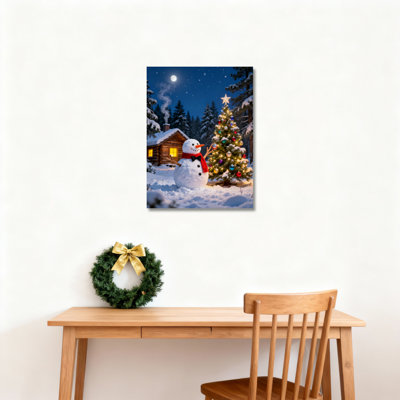«Snowman Night», art mural sur toile