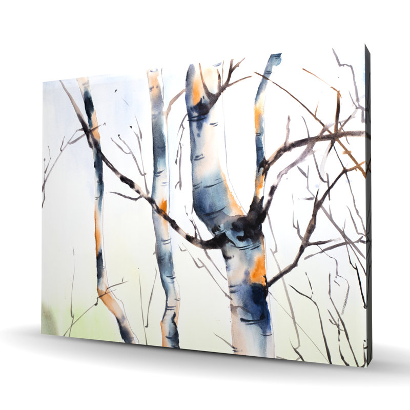 Trois petits bouleaux - décor de bureau sur toile, paysages