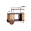 Chariot de service vintage en rotin et bois d'hévéa brun de 67 cm (26,38 po) avec cadre en métal et roulettes de tailles variées