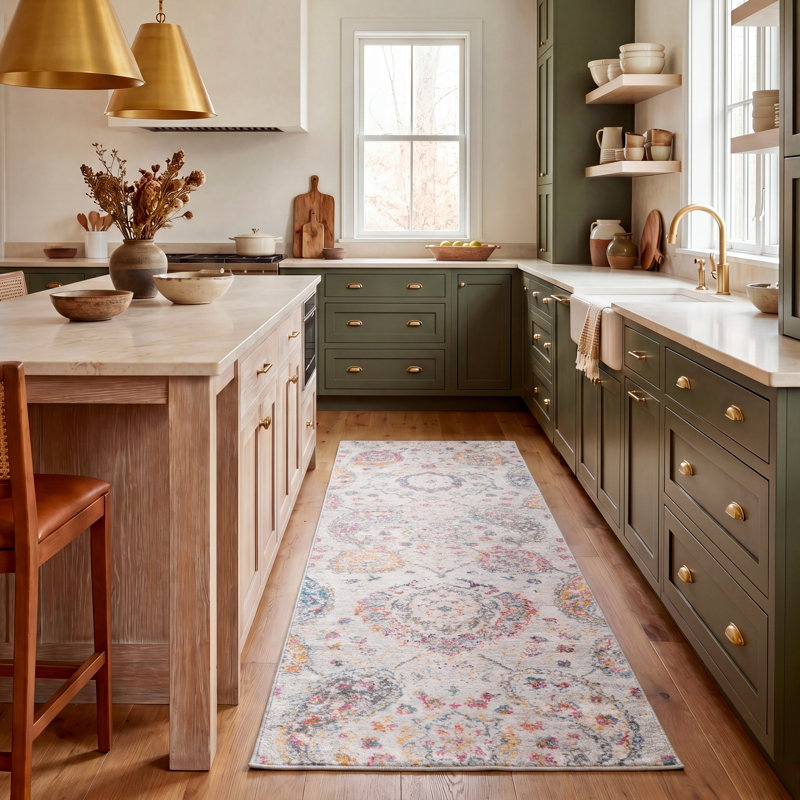 Felty Paisley Area Rug, Runner 2'3" x 8', Gold/Gray