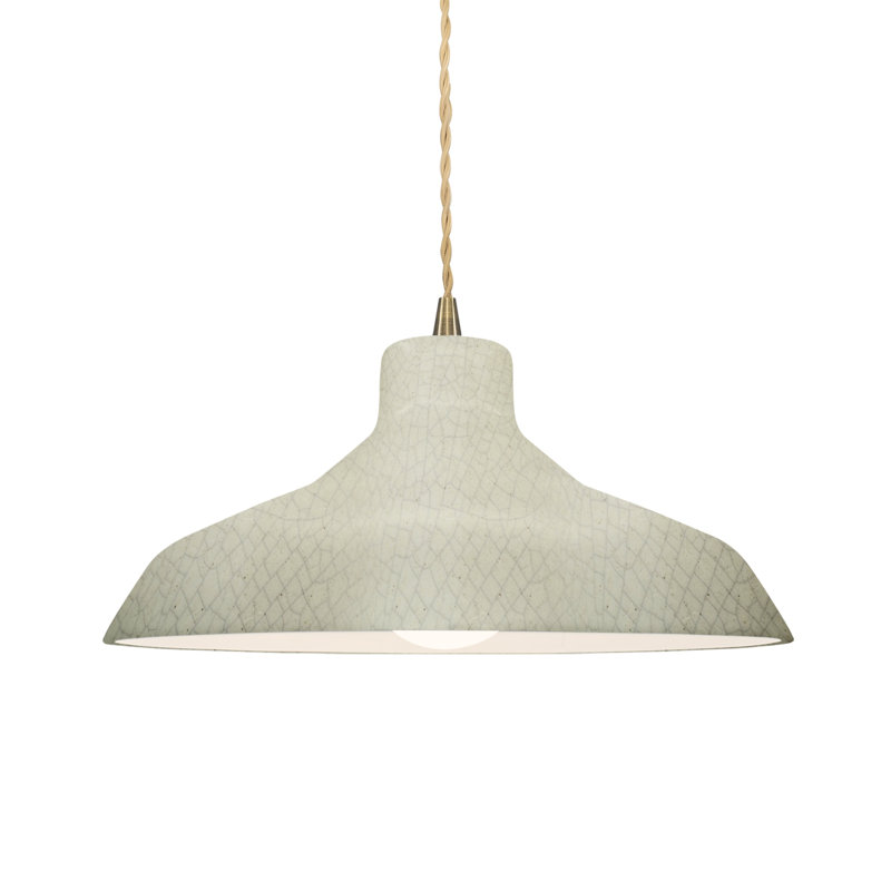 Luminaire suspendu en forme de dôme à 1 lumière Fallon, H 6,25 po x l 13,5 po x P 13,5 po, Craquelure vert céladon