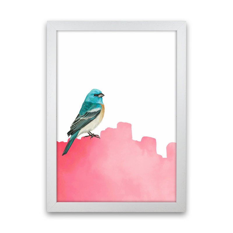 Bird Pink - Print, White Framed, 88cm H x 64cm W x 3cm D