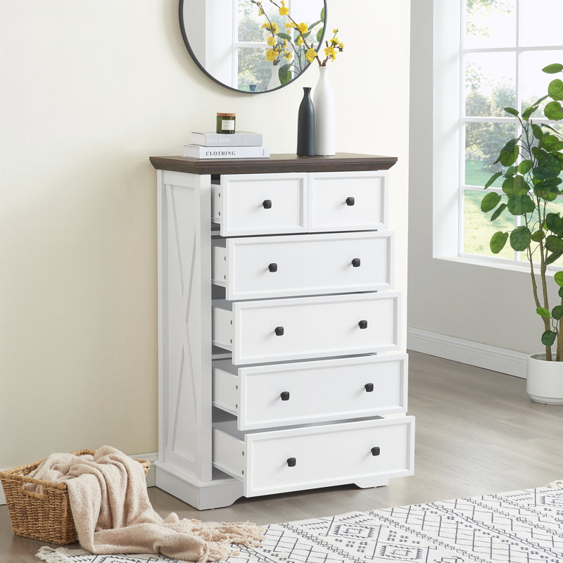 Commode 6 tiroirs, Brown/White