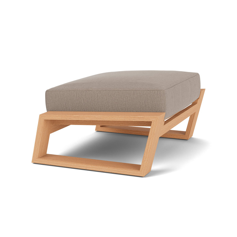 Pursuit Rectangle Outdoor Ottoman Patio Ottoman, Remy Pebble