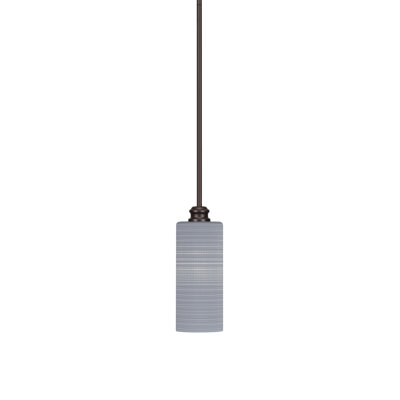 Edge Stem Hung Mini Pendant With 4" Gray Matrix Glass