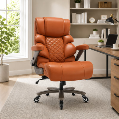 Fauteuil de direction ergonomique de 700 lb avec support lombaire réglable, accoudoirs rabattables en 3D, siège rembourré large, fauteuil de bureau en cuir à haut dossier pour bureau personnel