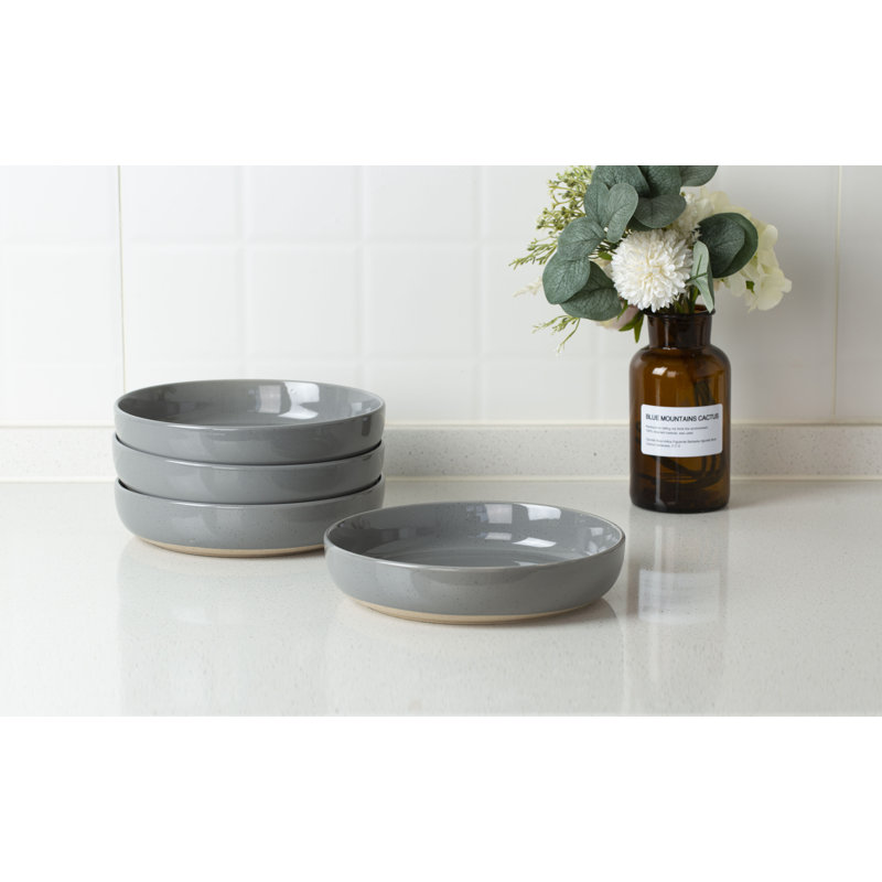 Stoneware Pasta Bowl Set (Set of 4), 976ml Bowls, Dark Grey