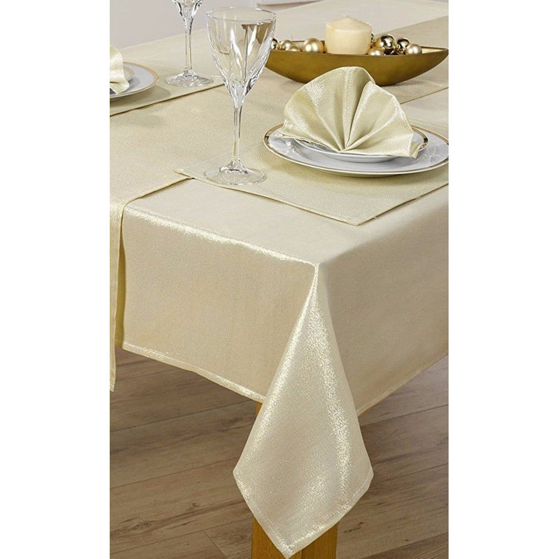 GLITTER NAPKINS Orrtanna Square Solid Colour Table Accessory, Cream