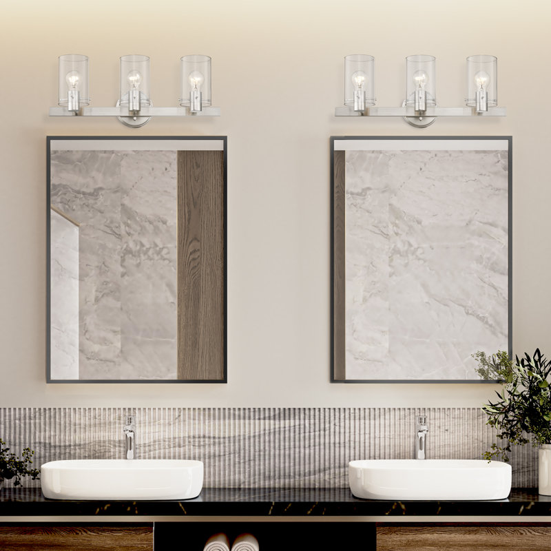 Éclairage de salle de bain à intensité variable 3 lumières Yohandri, Nickel brossé