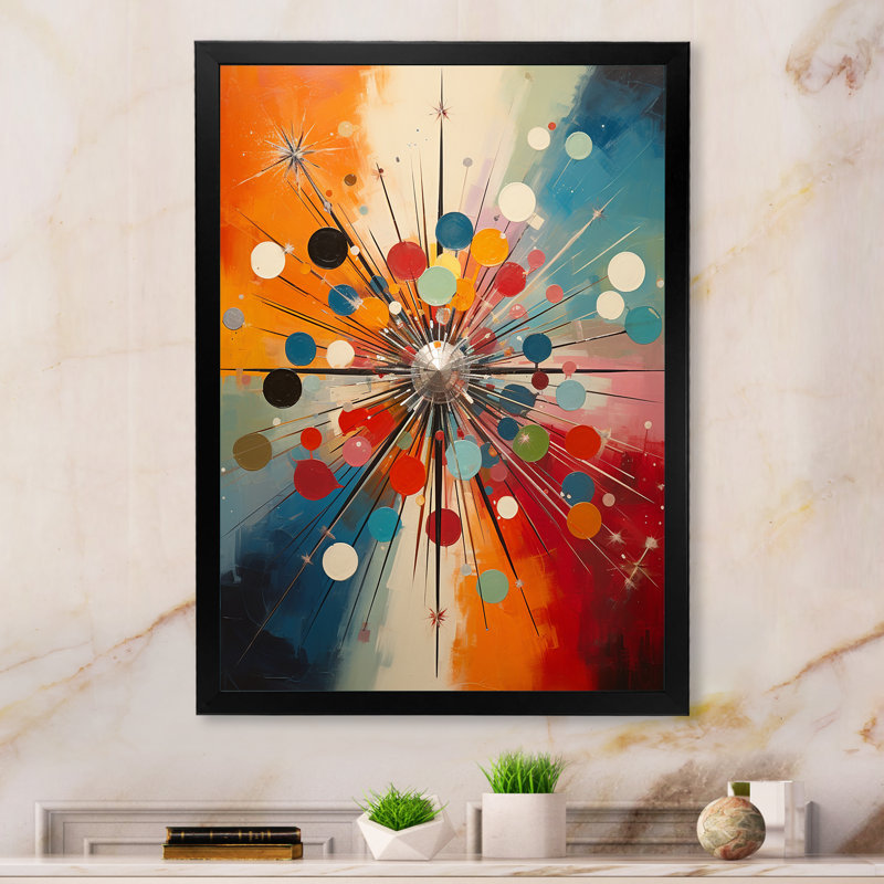 Evertas coloré Mid Century Optique Serenade IV - Art abstrait Mid-Century, Cadre photo noir, H 20 po x l 12 po x P 1 po
