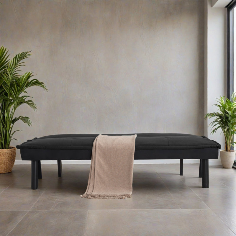Canapé-lit inclinable convertible large de 64,62 po, Noir
