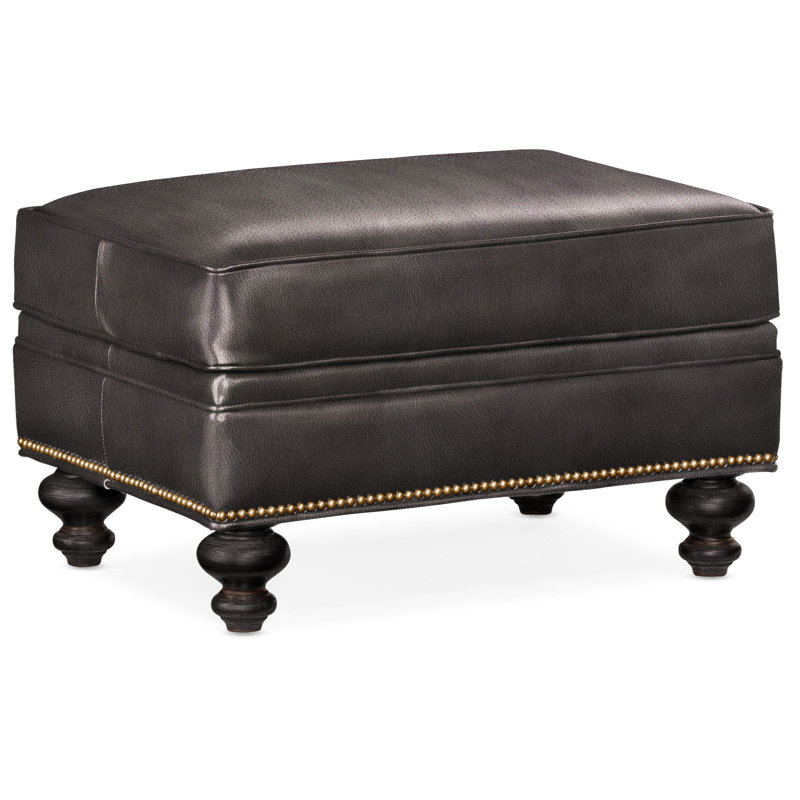Repose-pieds rectangulaire en cuir véritable 26 "West, Cuir véritable Outsider Raven, Plantation, Naturel français